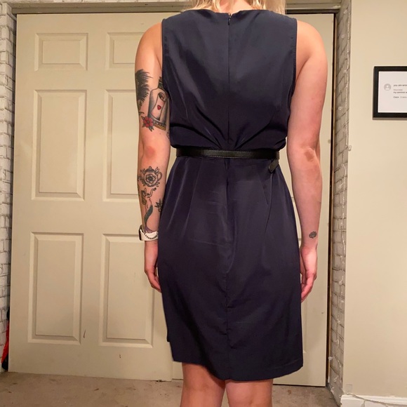 Black wrap style c neck dress - Picture 2 of 3
